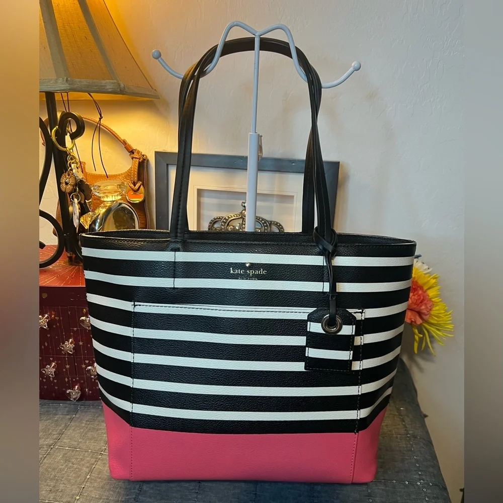 Kate Spade Tote - Blk/White/Hot Pink (Multi Color) EUC